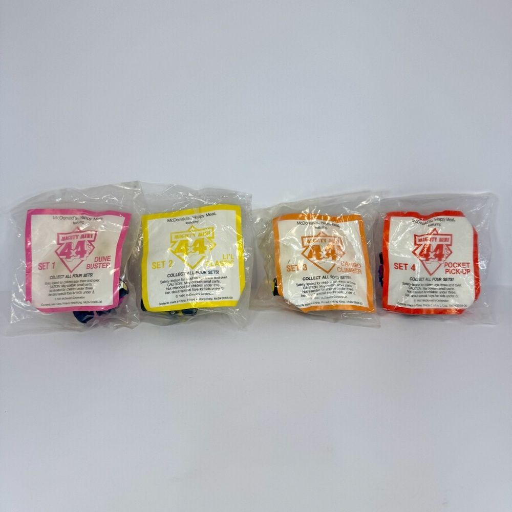 90s Mcdonalds Complete Set of 4 Mighty Mini 4x4 Wind Up Happy Meal Toys | 1990